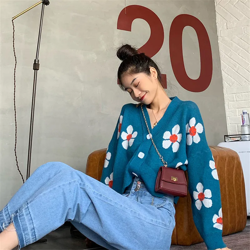 "FLOWER KNITTED" SWEATER CARDIGAN Y032403