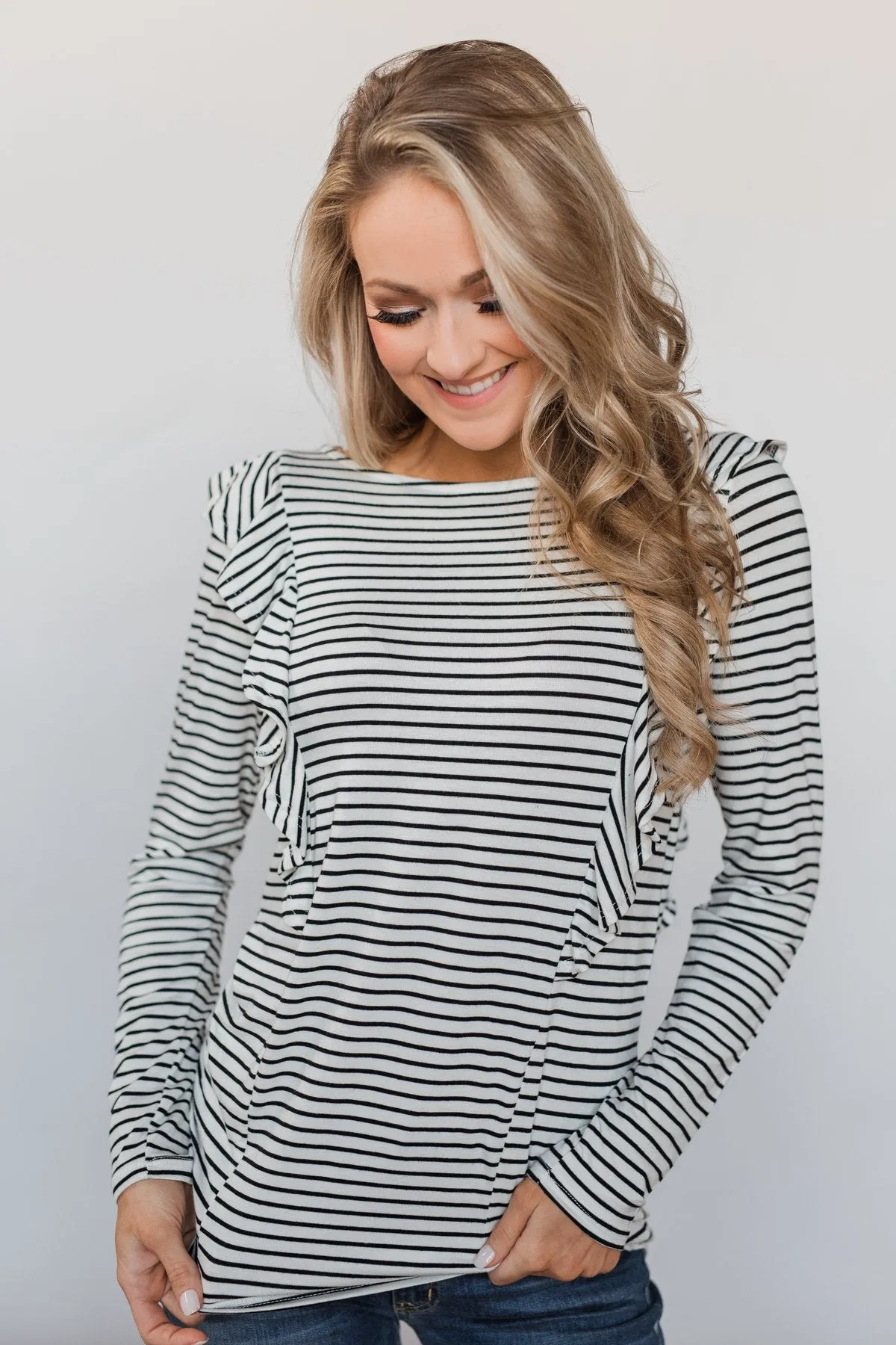 Radiant in Ruffles Long Sleeve Top - White