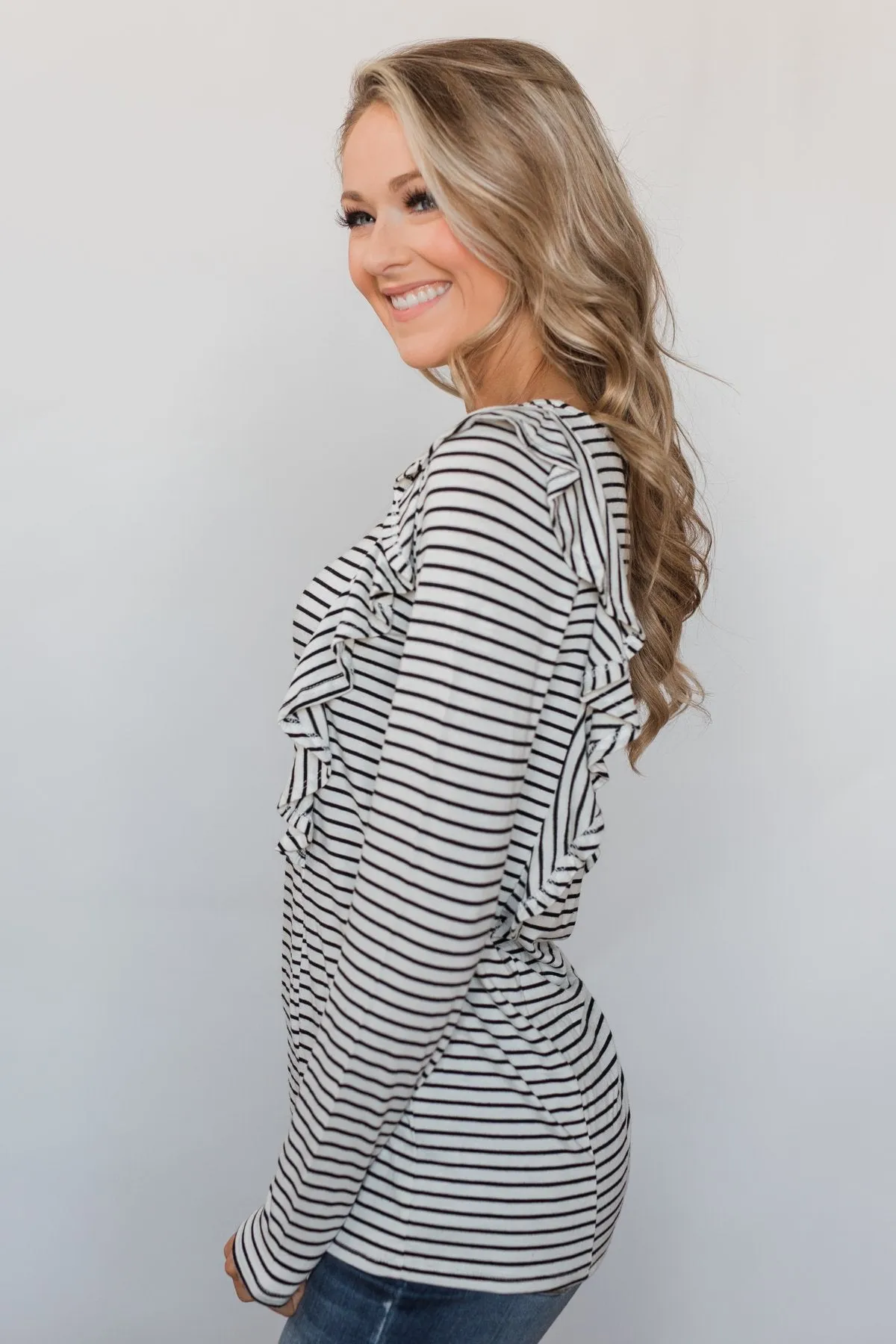 Radiant in Ruffles Long Sleeve Top - White