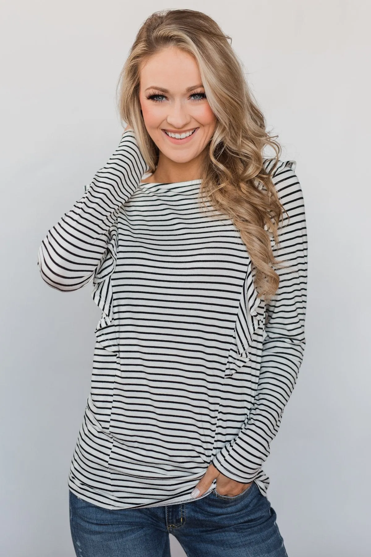 Radiant in Ruffles Long Sleeve Top - White