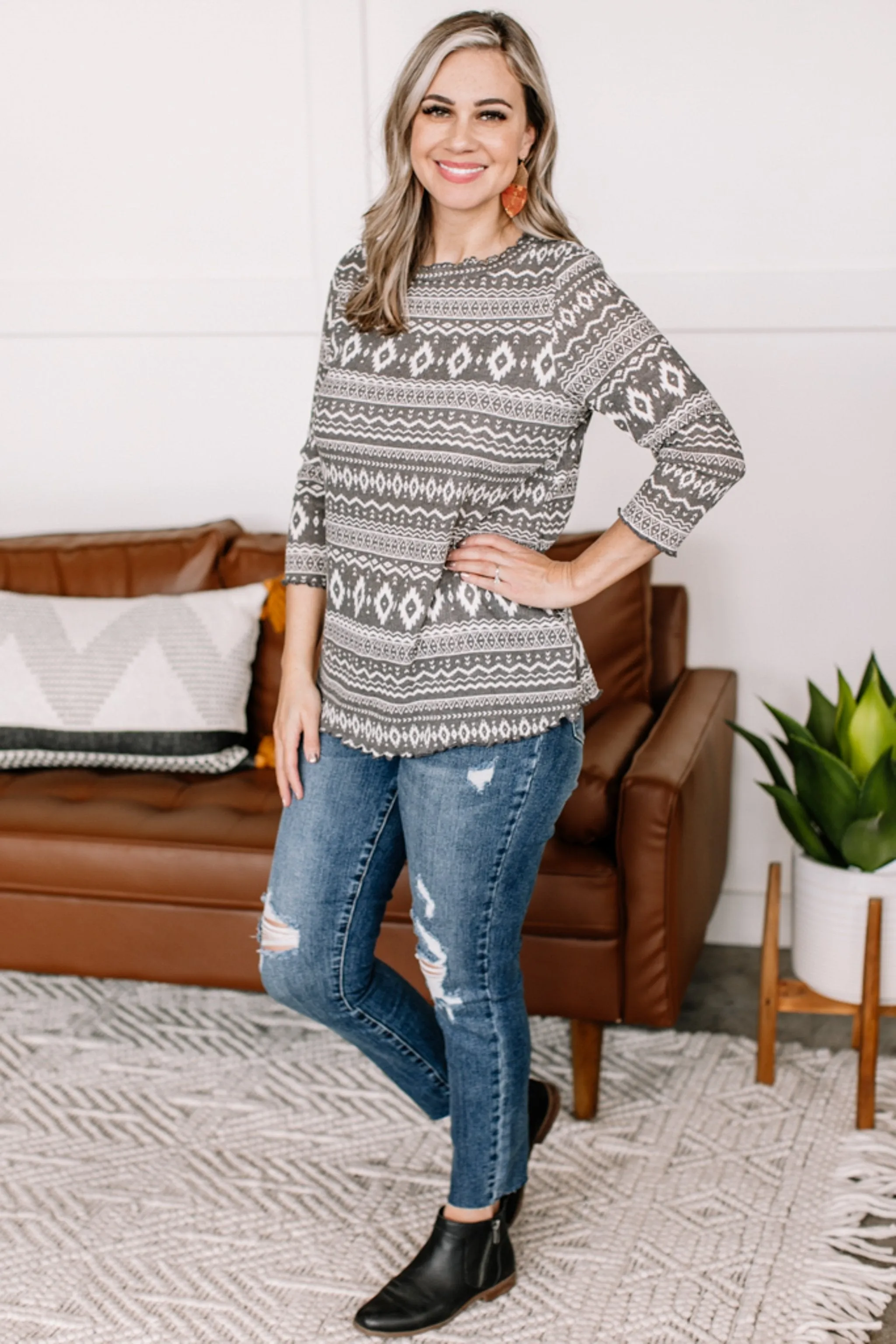 Read The Fine Print Aztec Top