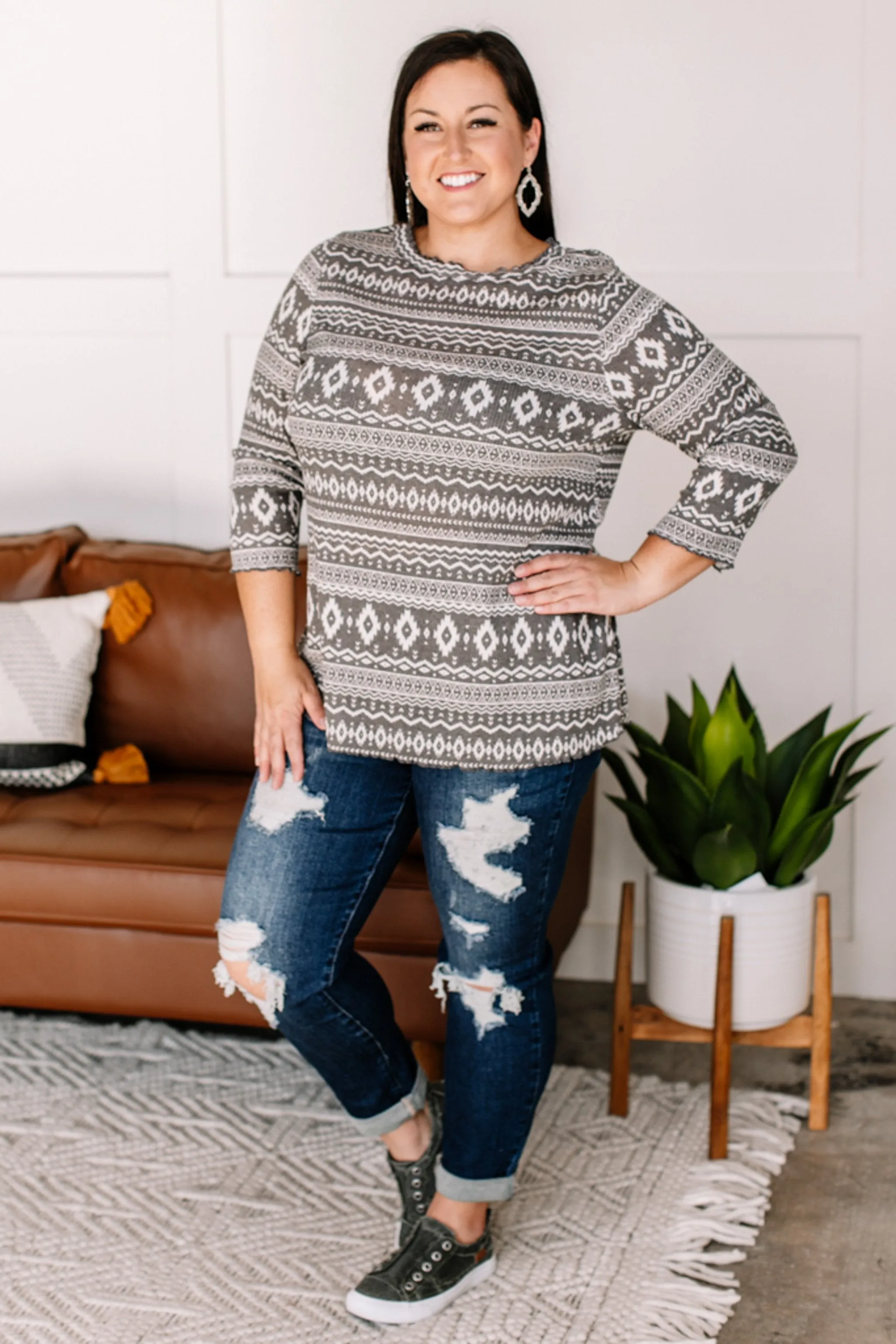 Read The Fine Print Aztec Top