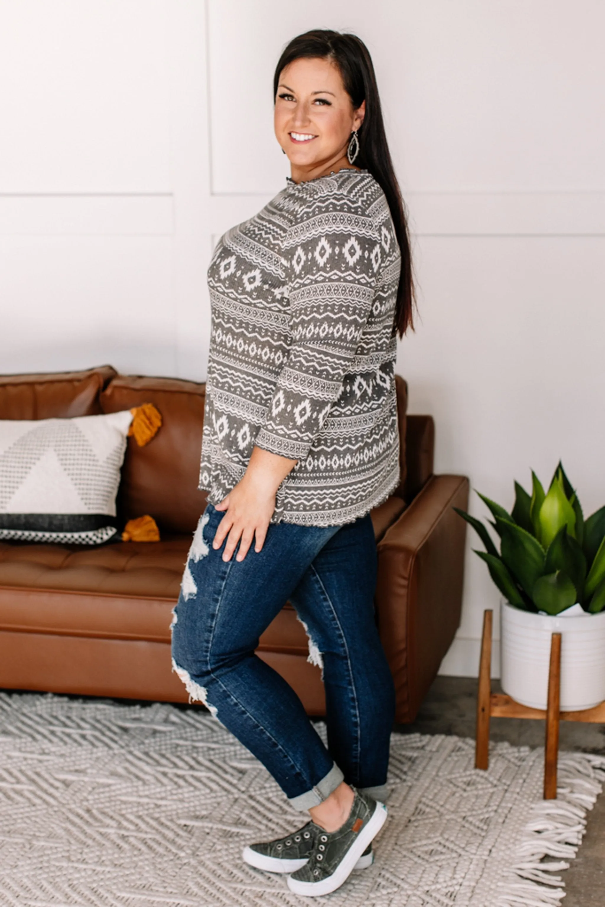 Read The Fine Print Aztec Top
