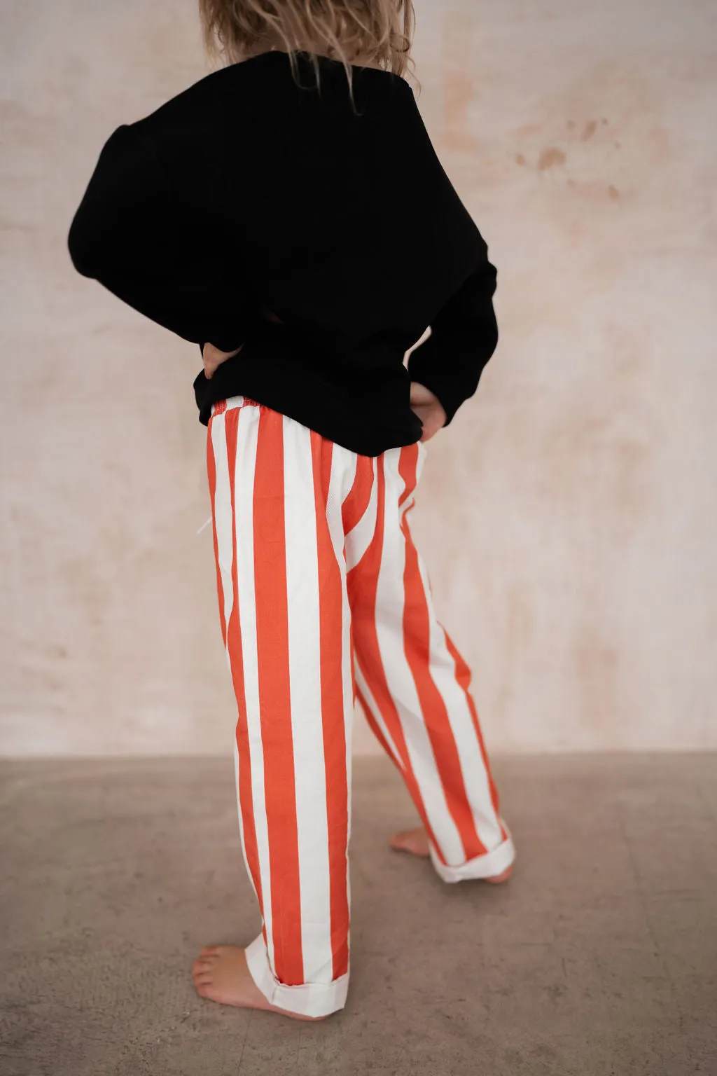 RED BLOCK STRIPE KIDS PANTS