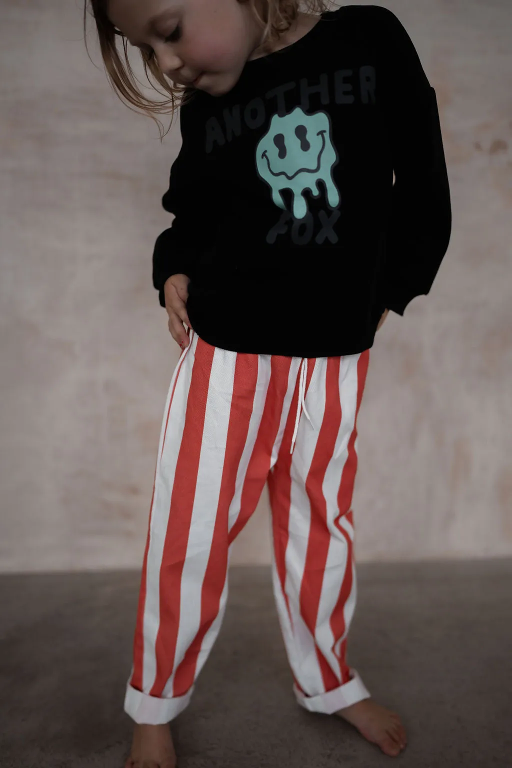 RED BLOCK STRIPE KIDS PANTS