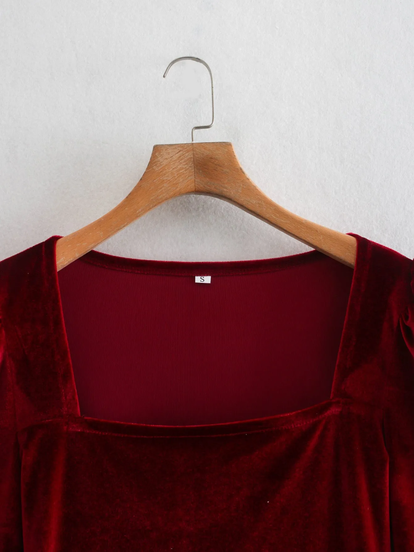 Red Square Collar Vintage Velvet Party Bodycon Mini Dresses
