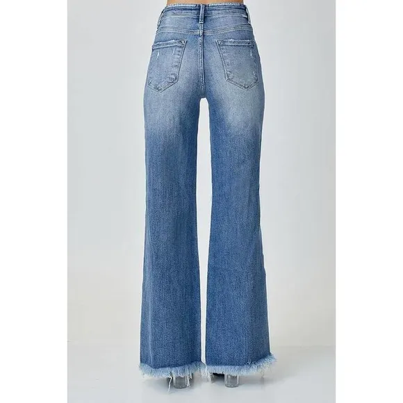 💥Risen Mid-Rise Button Down Wide Leg Jeans
