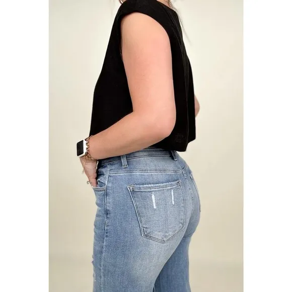 💥Risen Mid-Rise Button Down Wide Leg Jeans