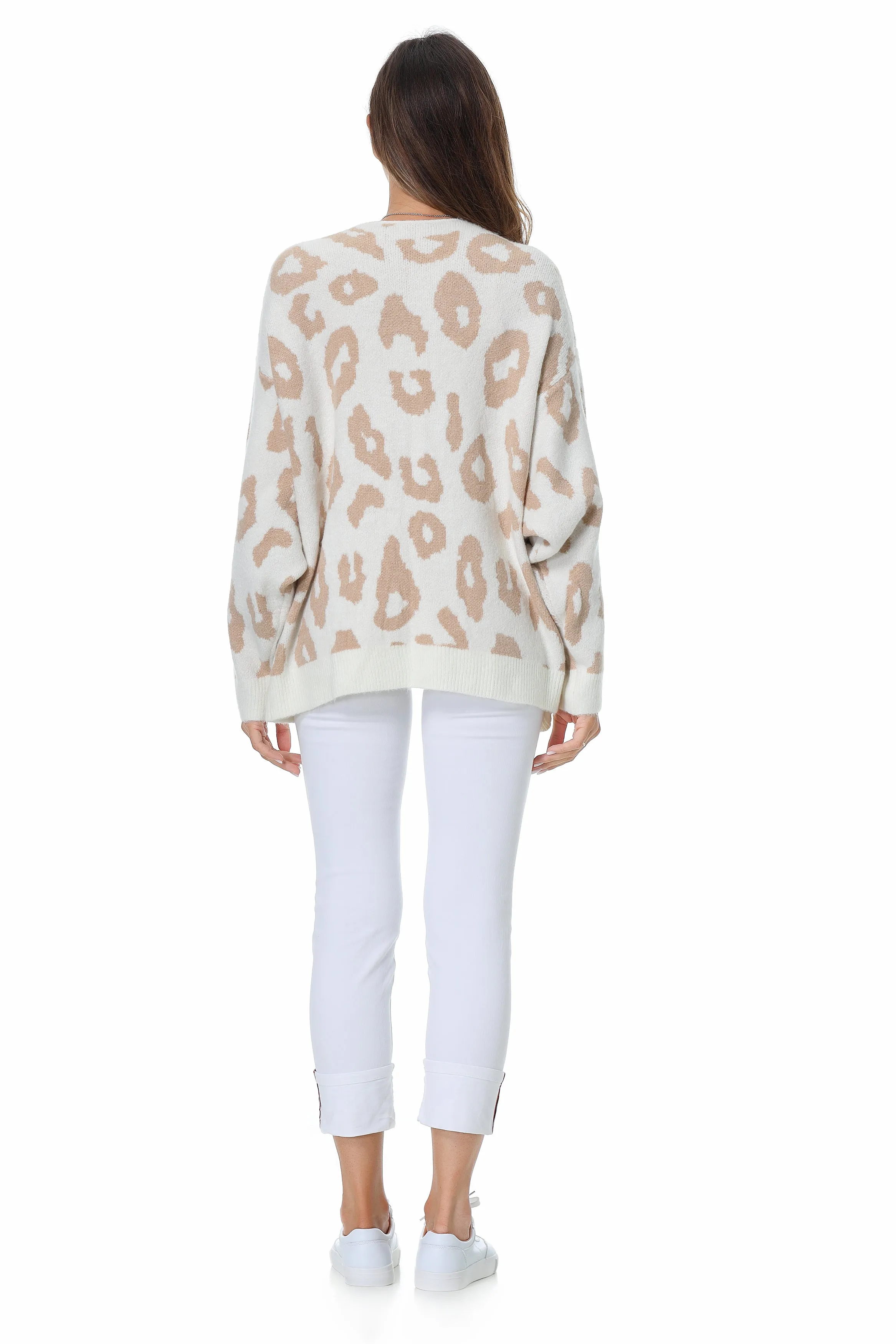 Roffe Leopard Print Knit Cardigan