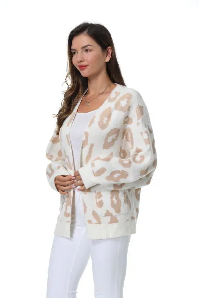 Roffe Leopard Print Knit Cardigan