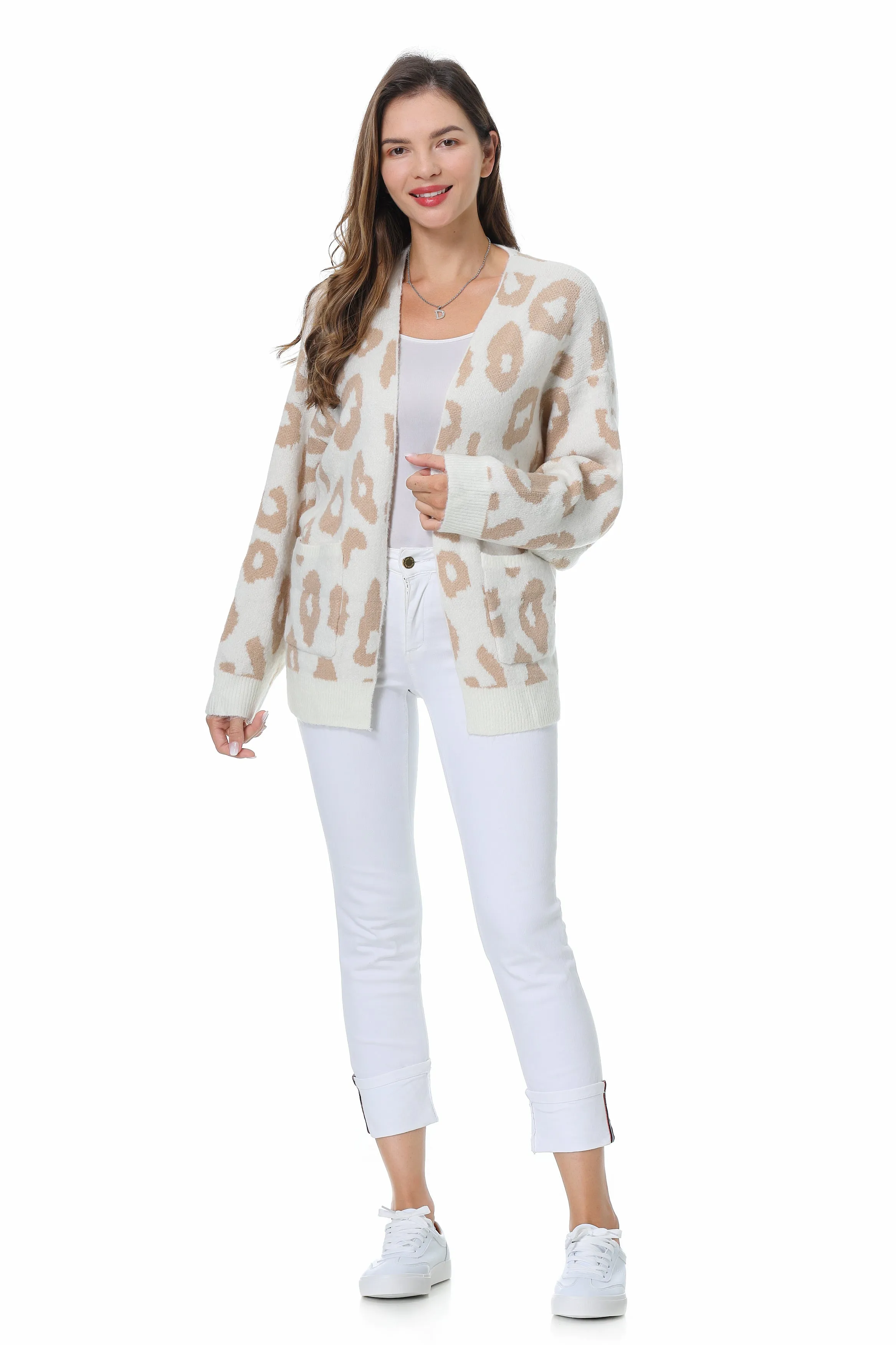 Roffe Leopard Print Knit Cardigan