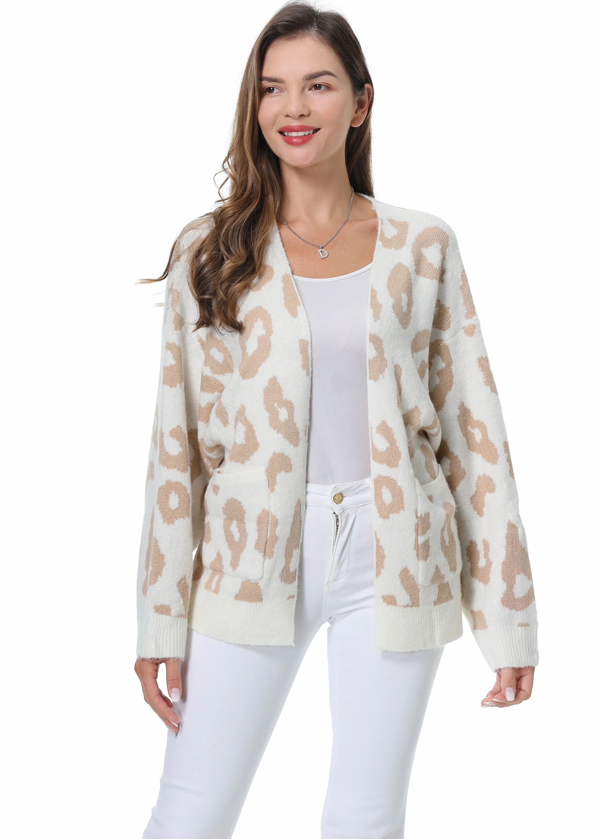 Roffe Leopard Print Knit Cardigan