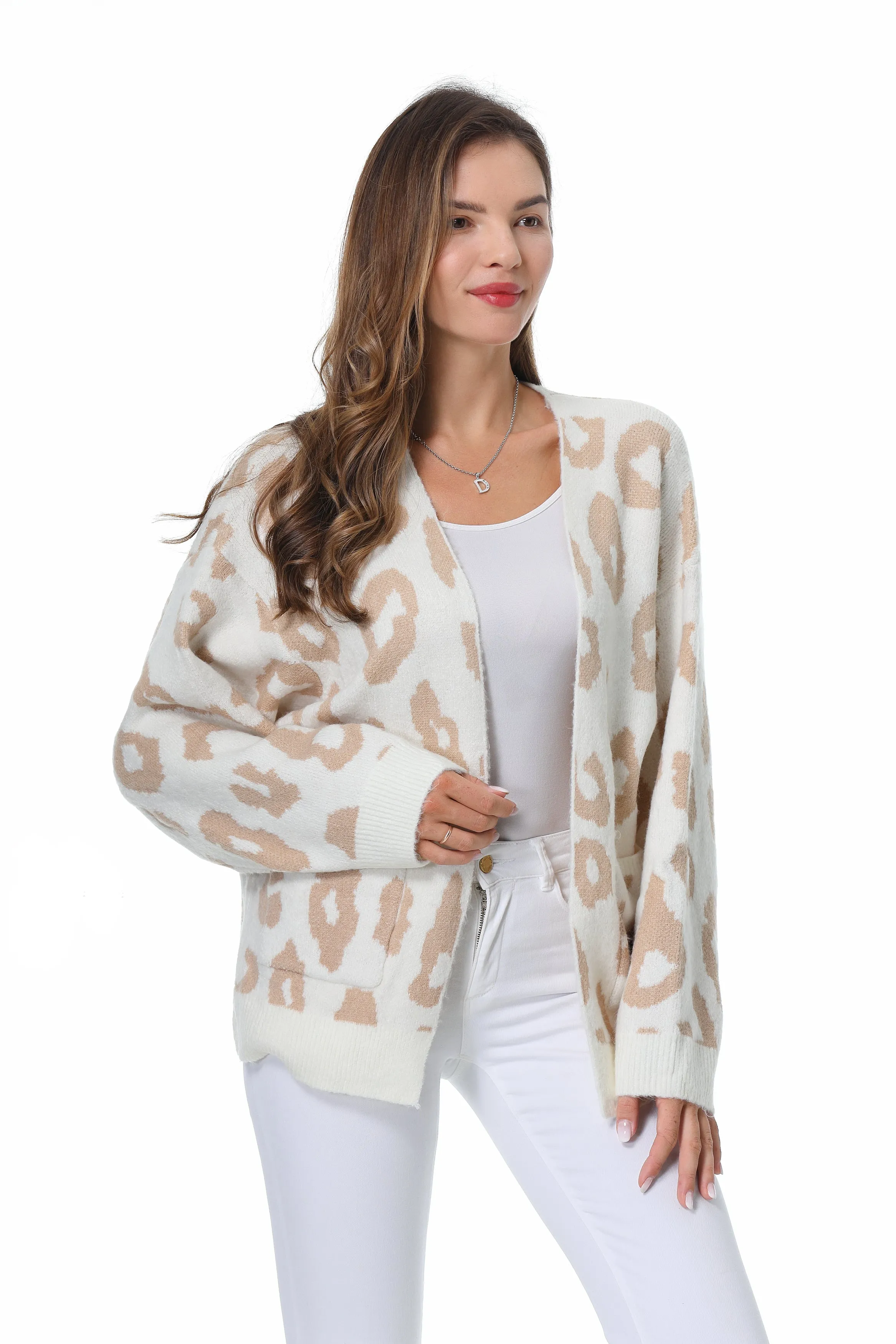 Roffe Leopard Print Knit Cardigan