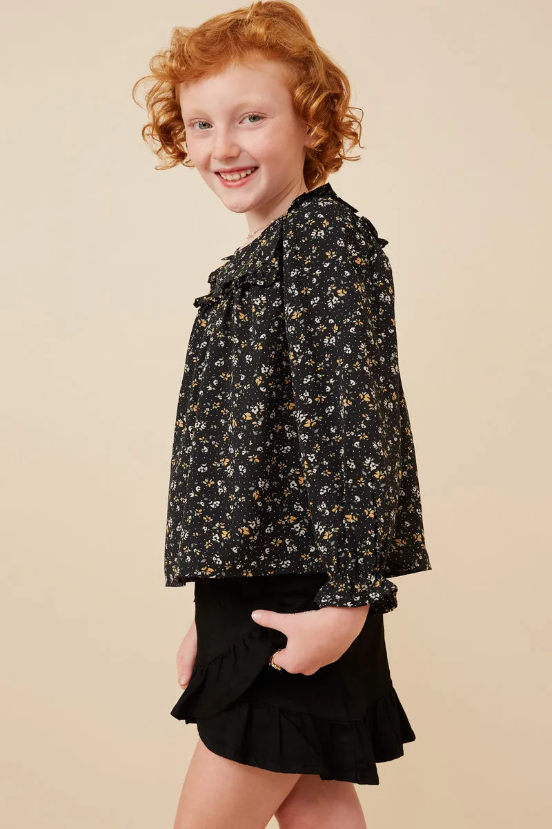 Ruffle Detail Ditsy Floral Top