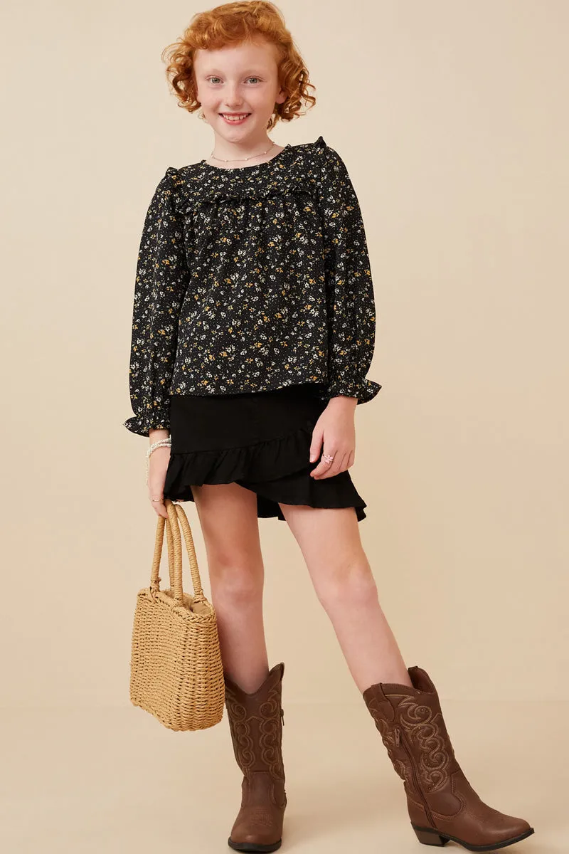 Ruffle Detail Ditsy Floral Top