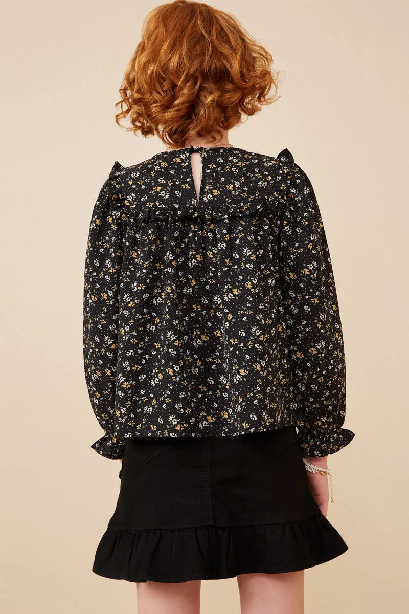Ruffle Detail Ditsy Floral Top