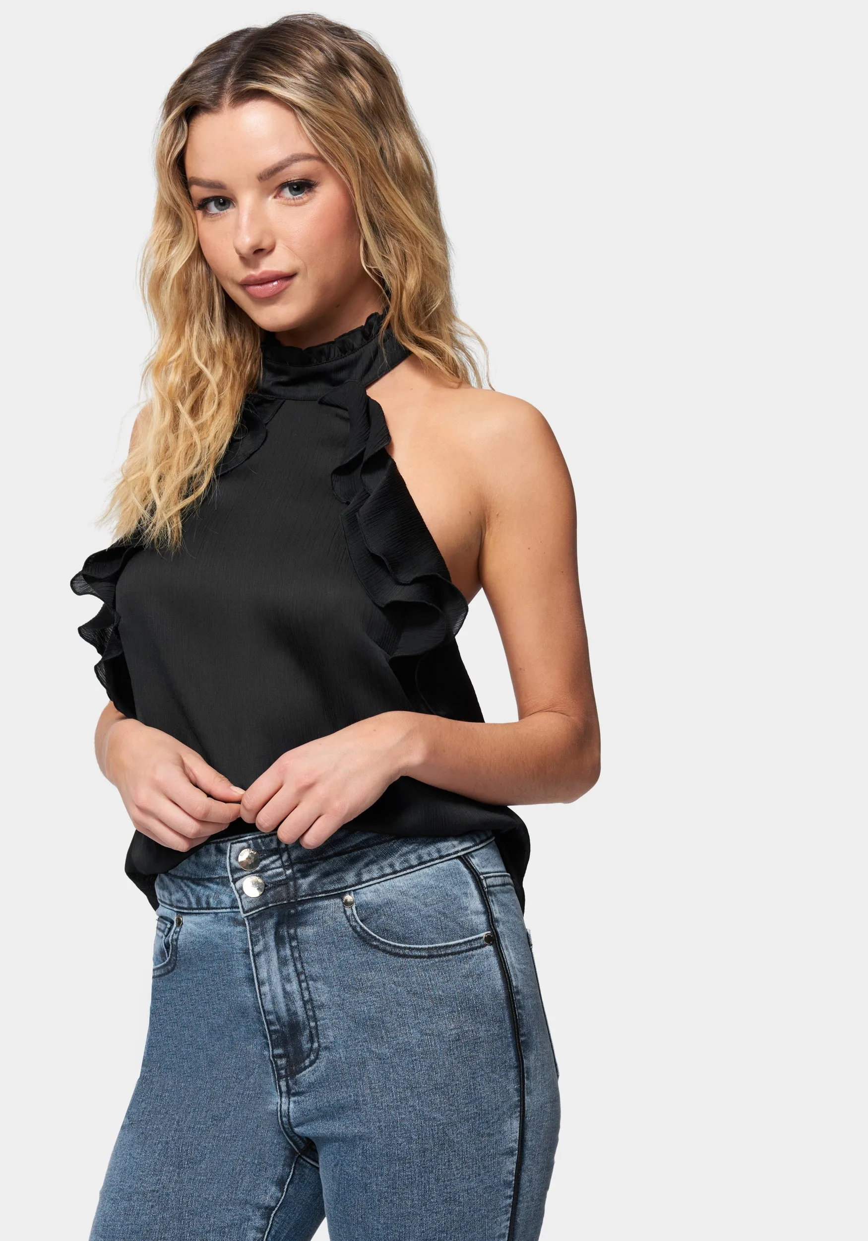 Ruffle Detail Halter Top