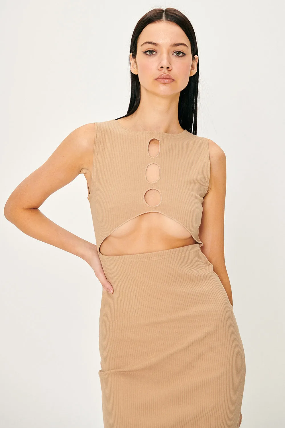 Samantha Back Cut-Out Midi Dress