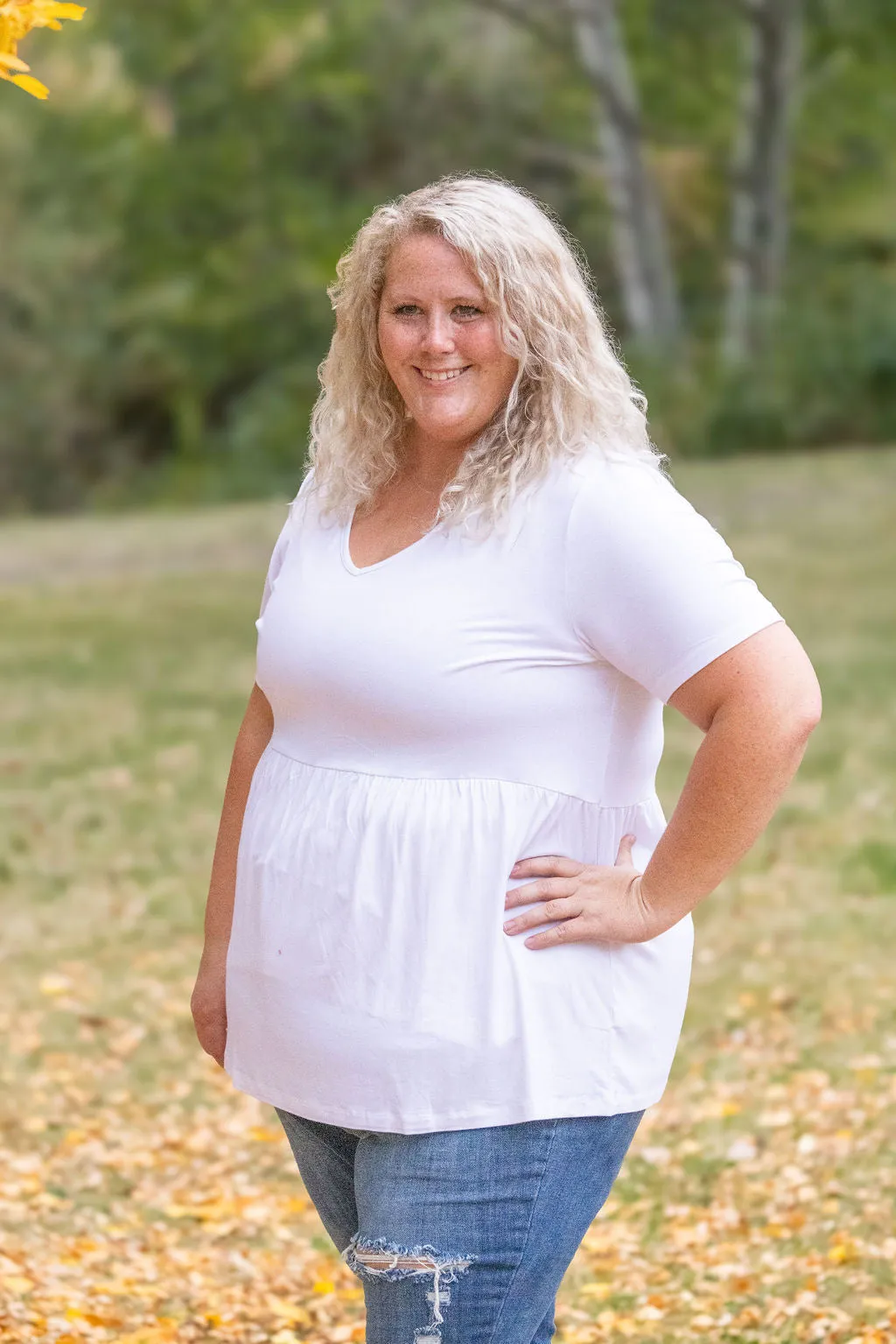 Sarah Ruffle Short Sleeve - White