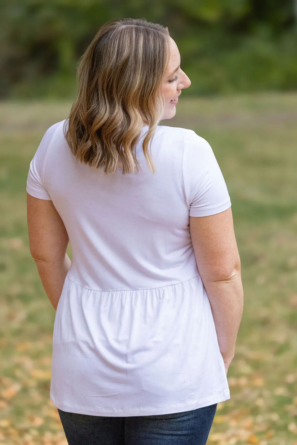 Sarah Ruffle Short Sleeve - White