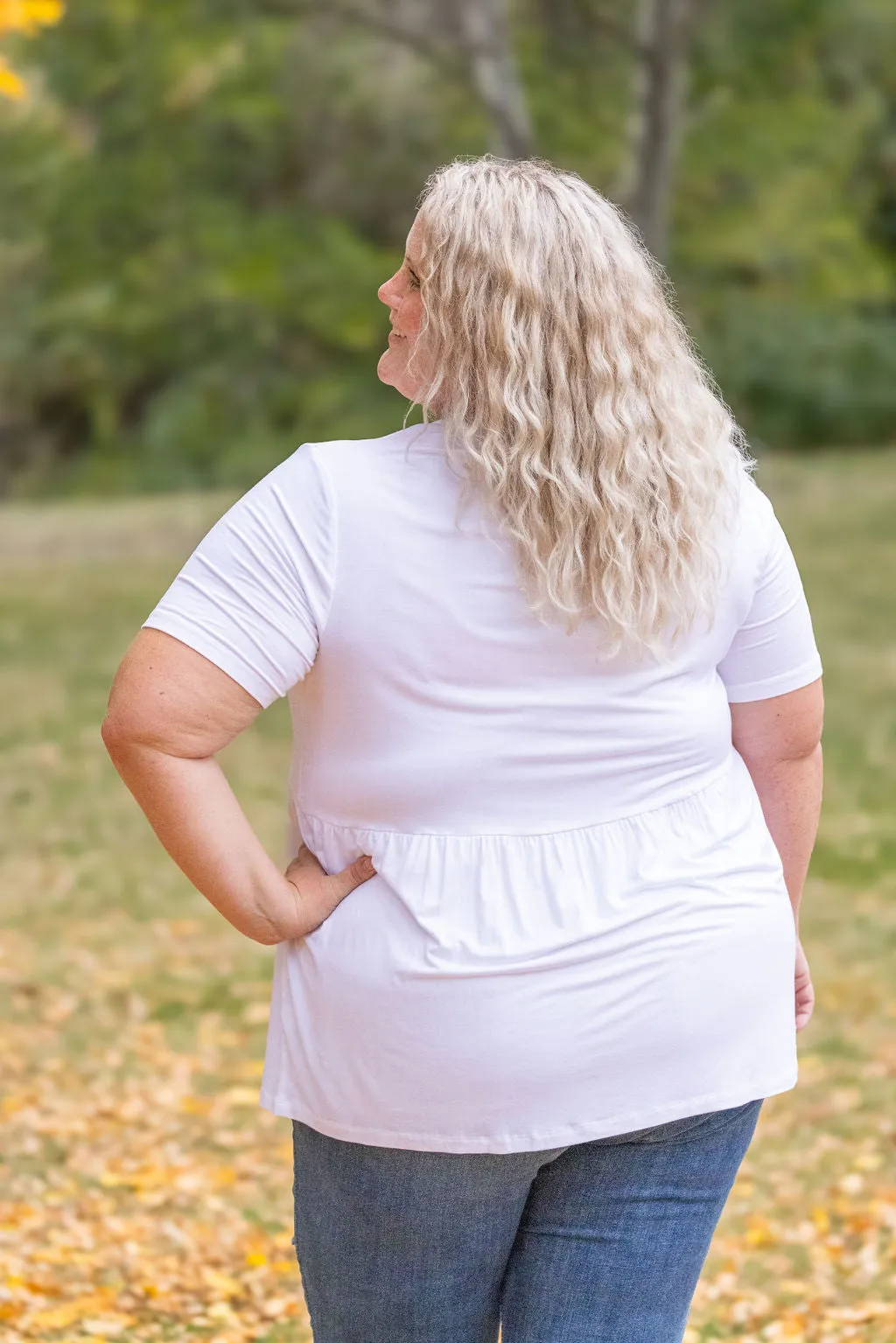 Sarah Ruffle Short Sleeve - White