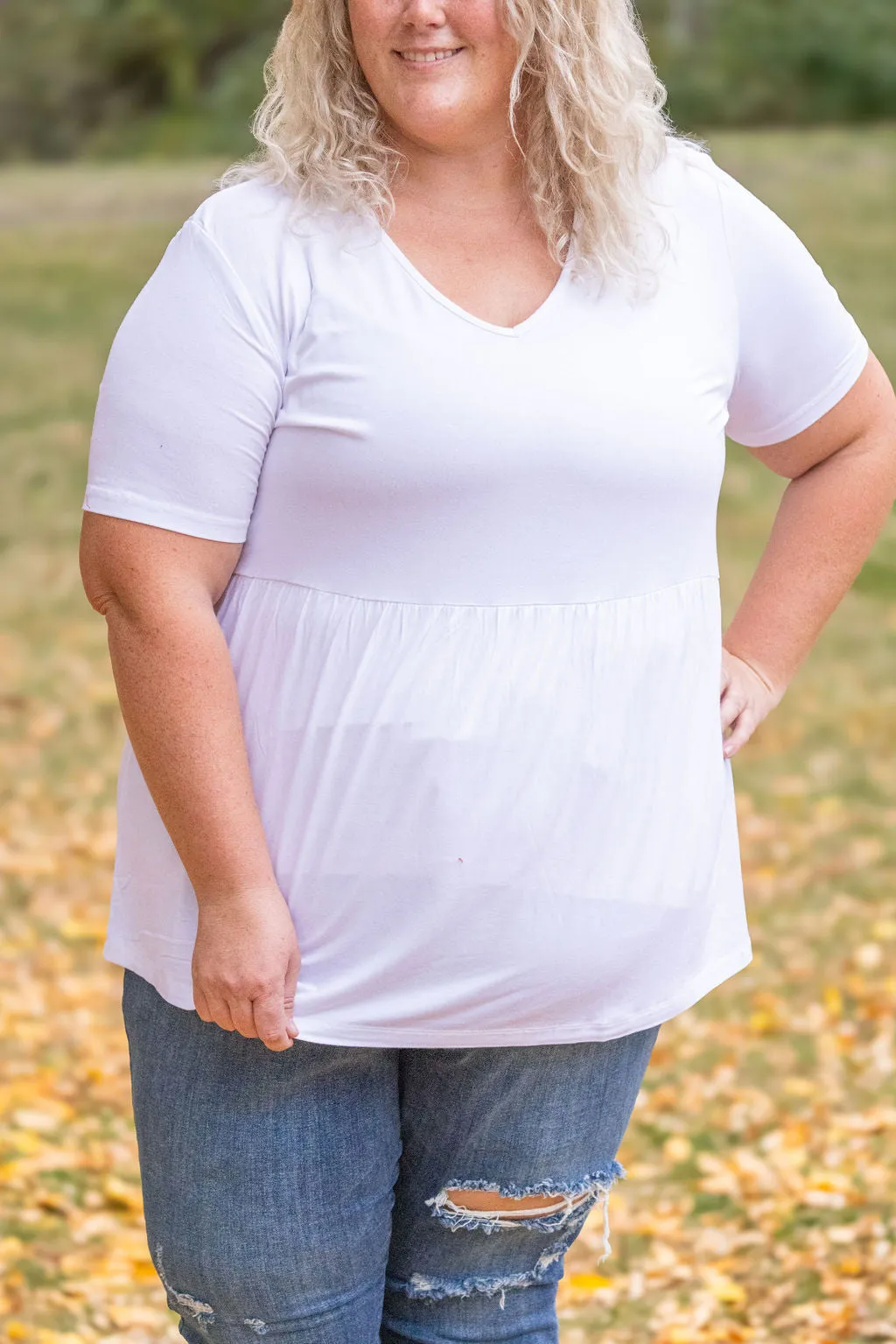 Sarah Ruffle Short Sleeve - White