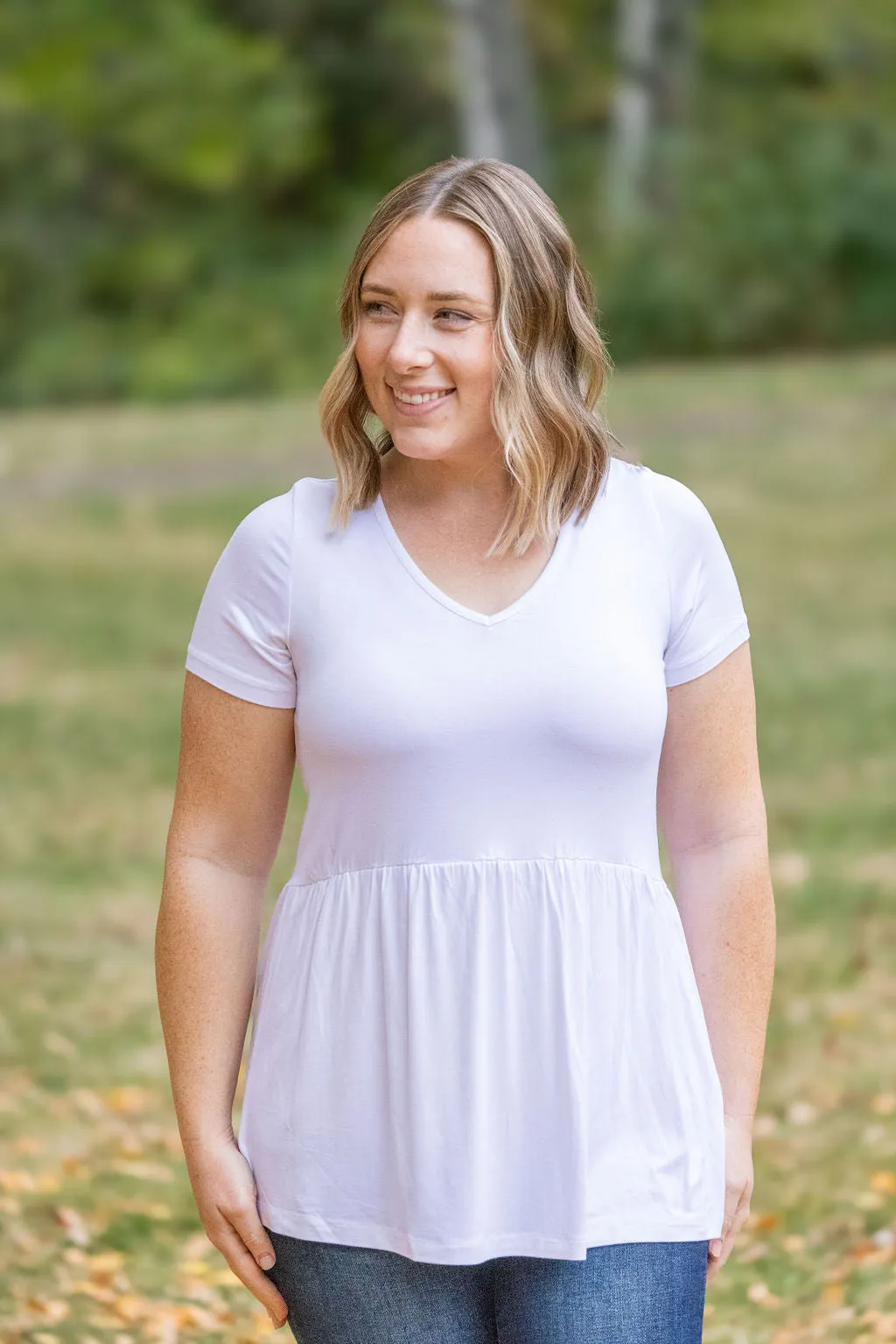 Sarah Ruffle Short Sleeve - White
