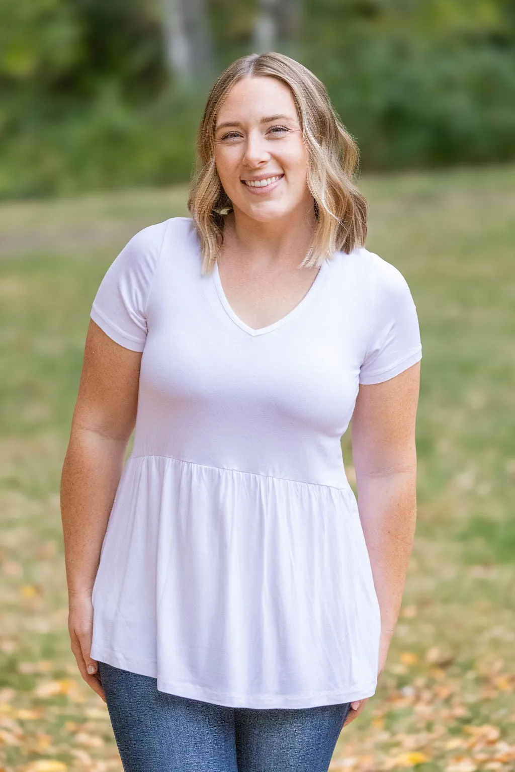 Sarah Ruffle Short Sleeve - White