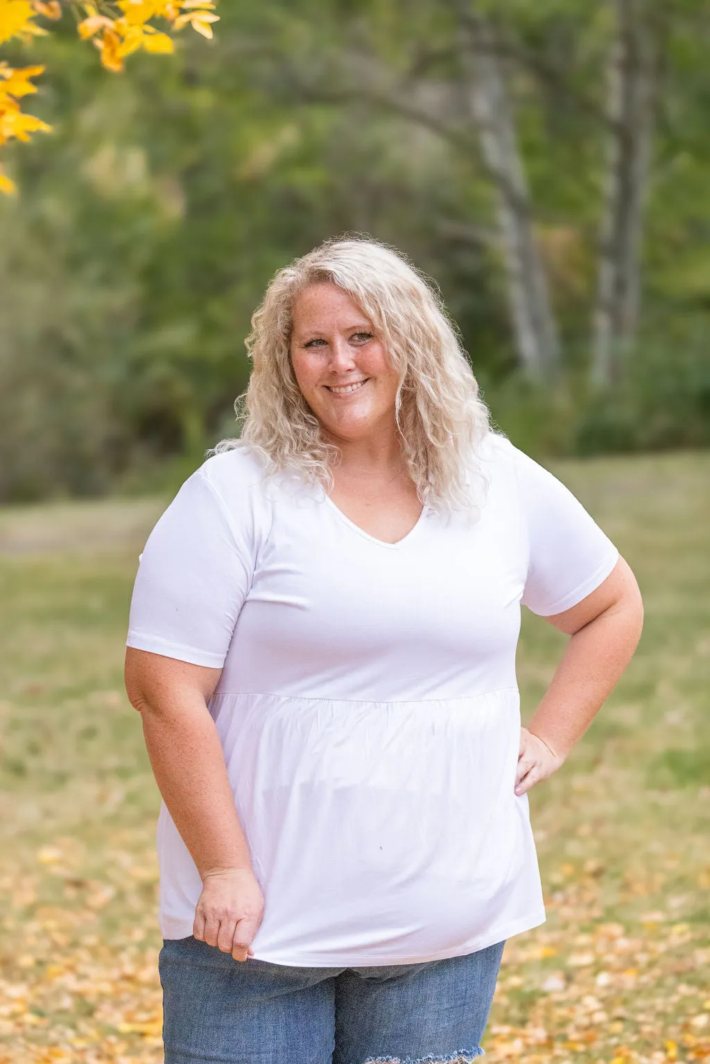 Sarah Ruffle Short Sleeve - White