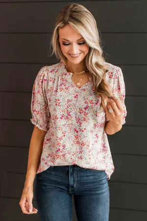 Seeing Clearly Floral Top- Ivory & Pink