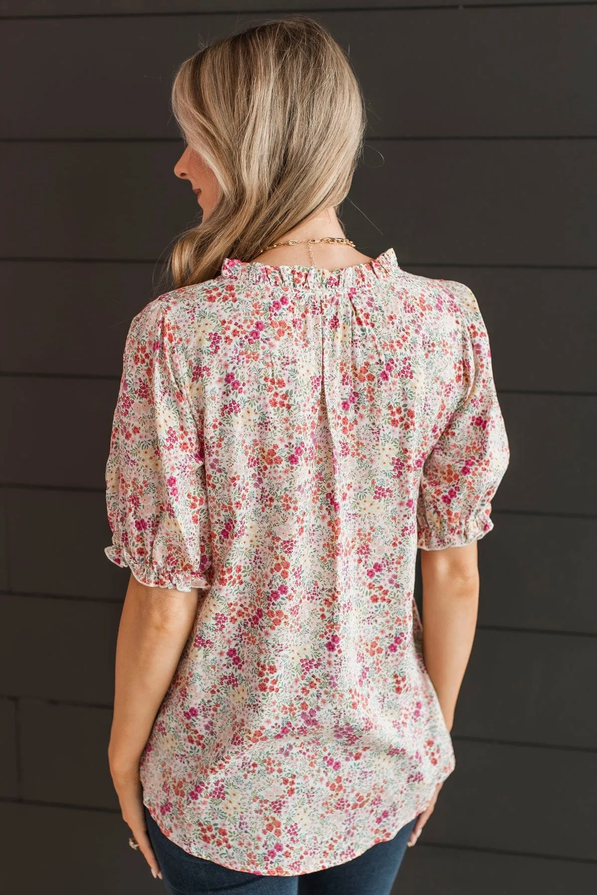 Seeing Clearly Floral Top- Ivory & Pink