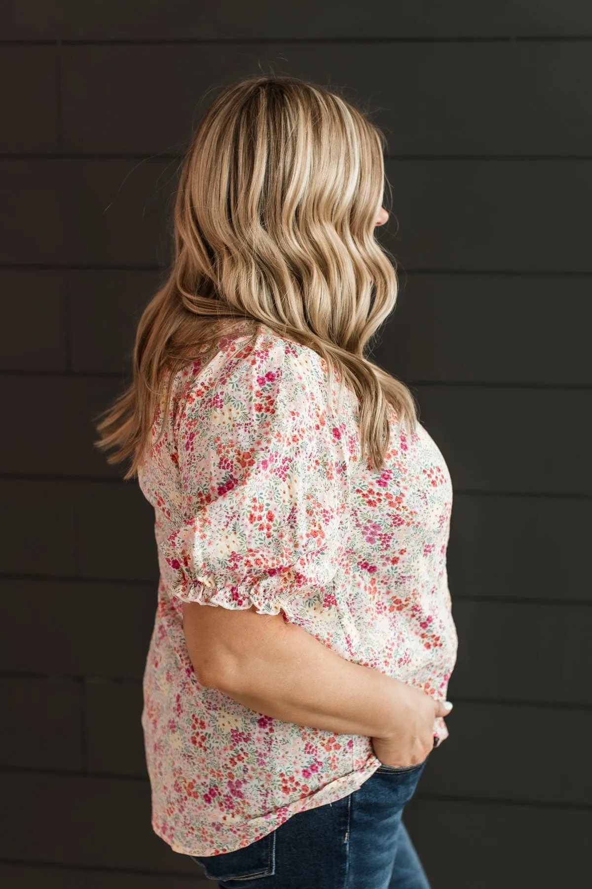 Seeing Clearly Floral Top- Ivory & Pink