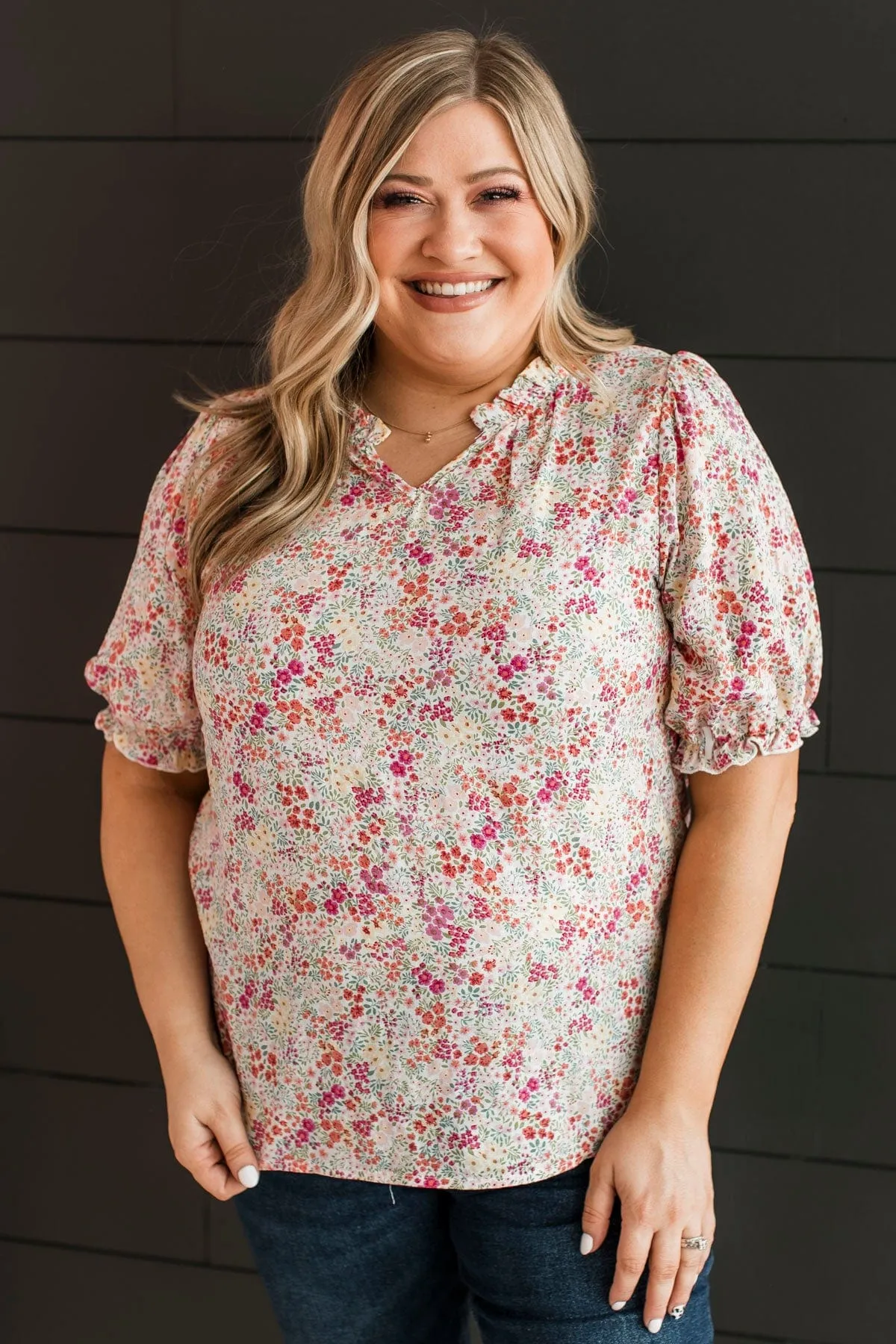 Seeing Clearly Floral Top- Ivory & Pink