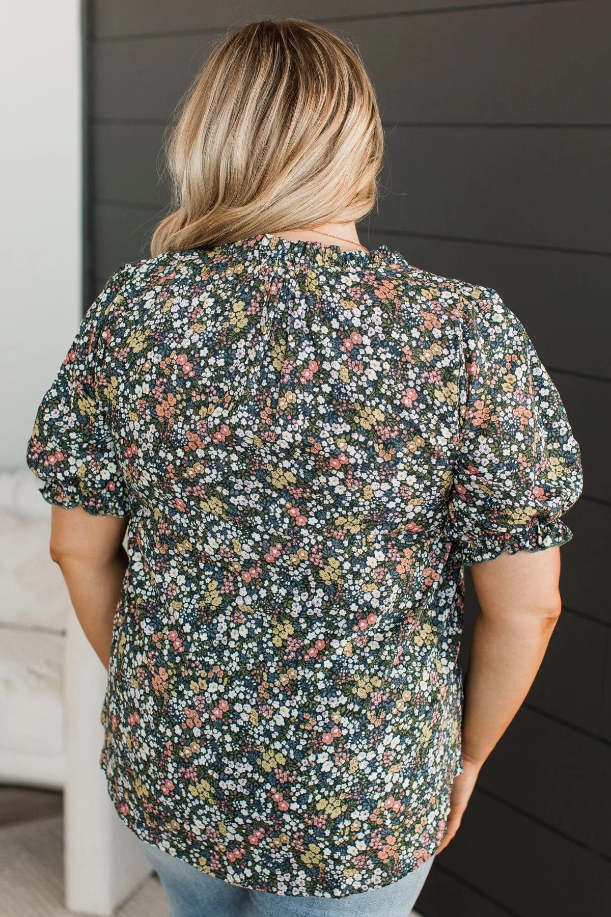 Seeing Clearly Floral Top- Navy & Green