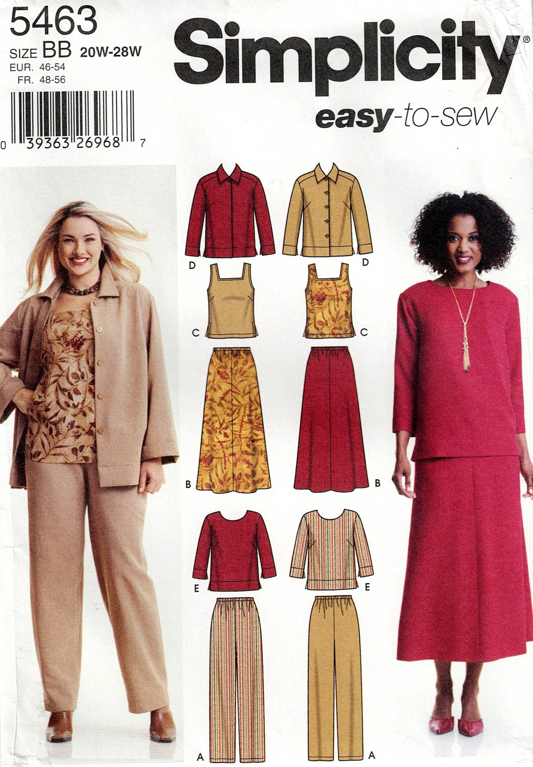 Simplicity 5463 Womens EASY Capsule Wardrobe Out Of Print Sewing Pattern Size 20W - 28W UNCUT Factory Folded