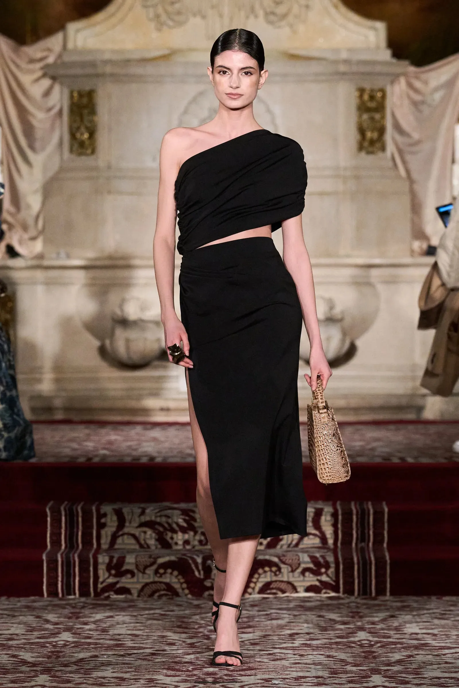 Single Shoulder Draped Cut Out Dress