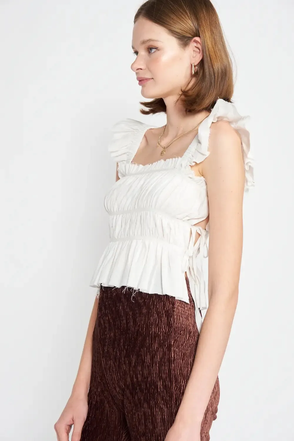 Square Neck Ruffle Tank