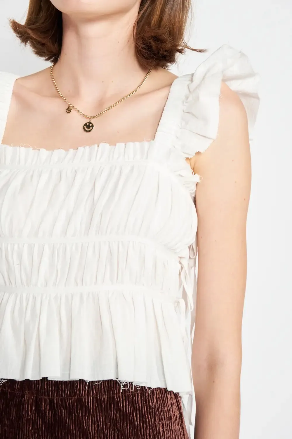Square Neck Ruffle Tank