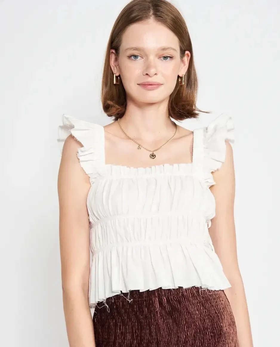 Square Neck Ruffle Tank