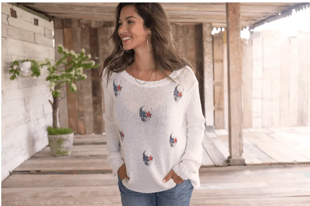 Starry Eyed Crew Cotton by Wooden Ships | White/Flag