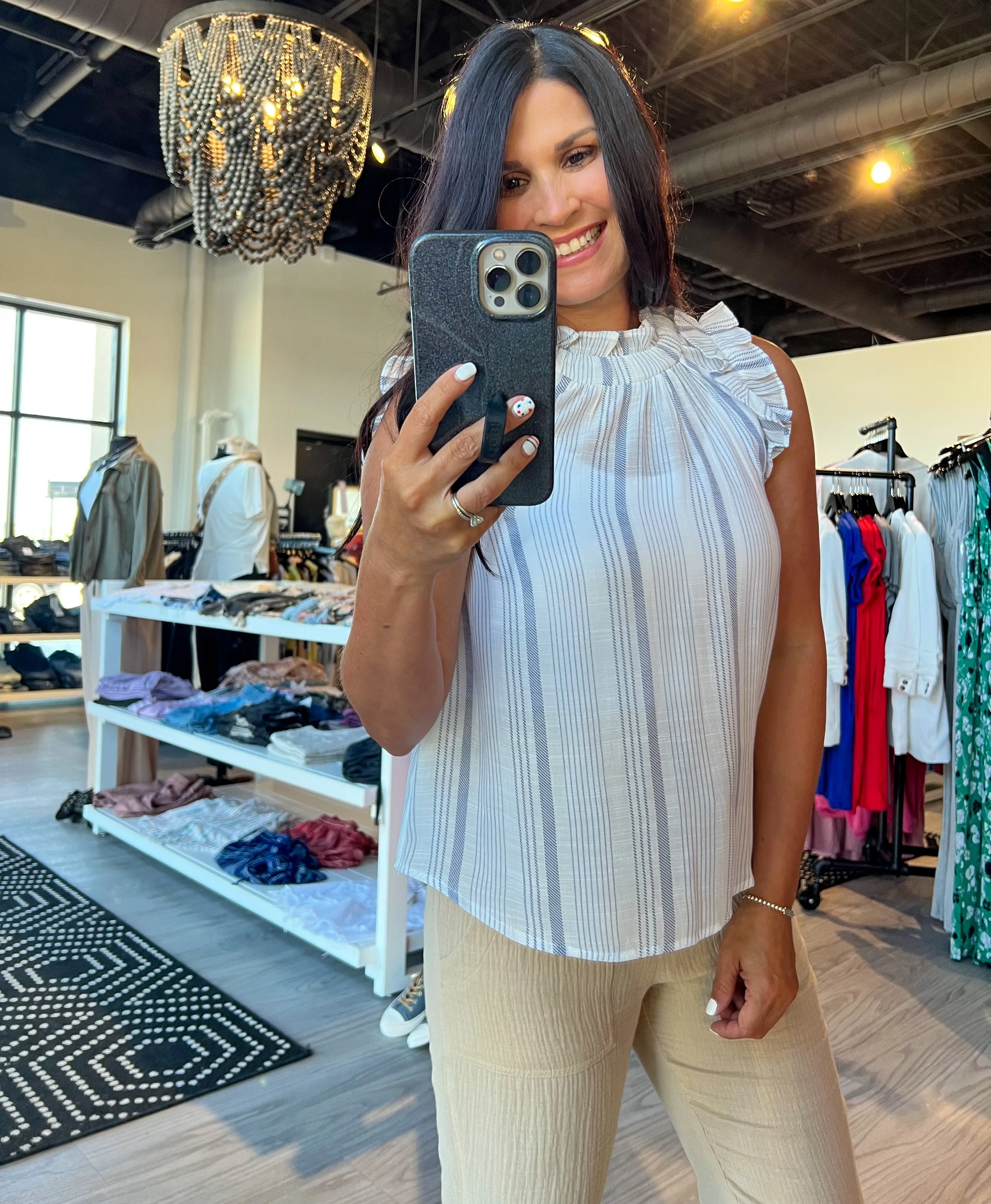 Striped Ruffle Tank