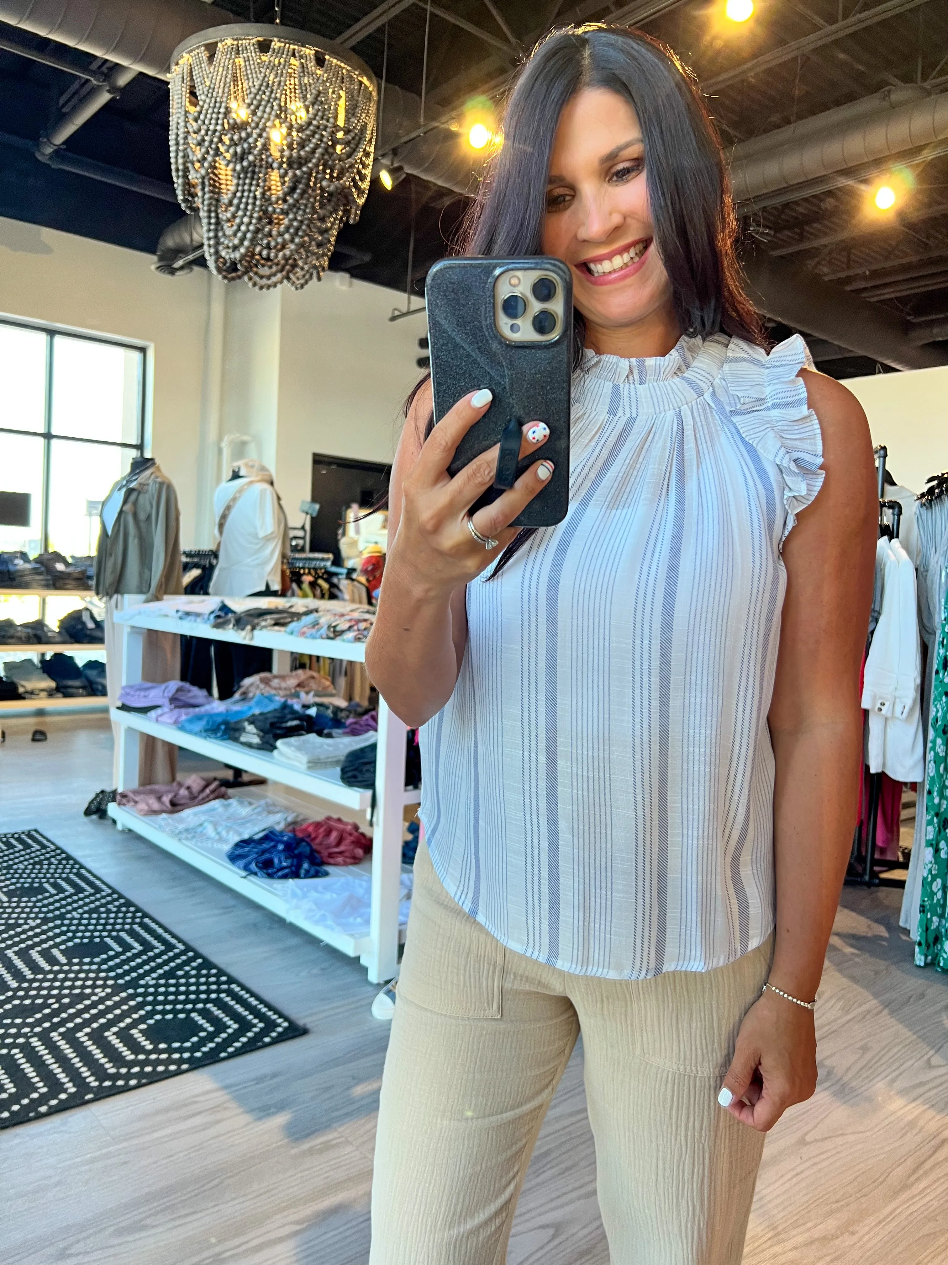 Striped Ruffle Tank