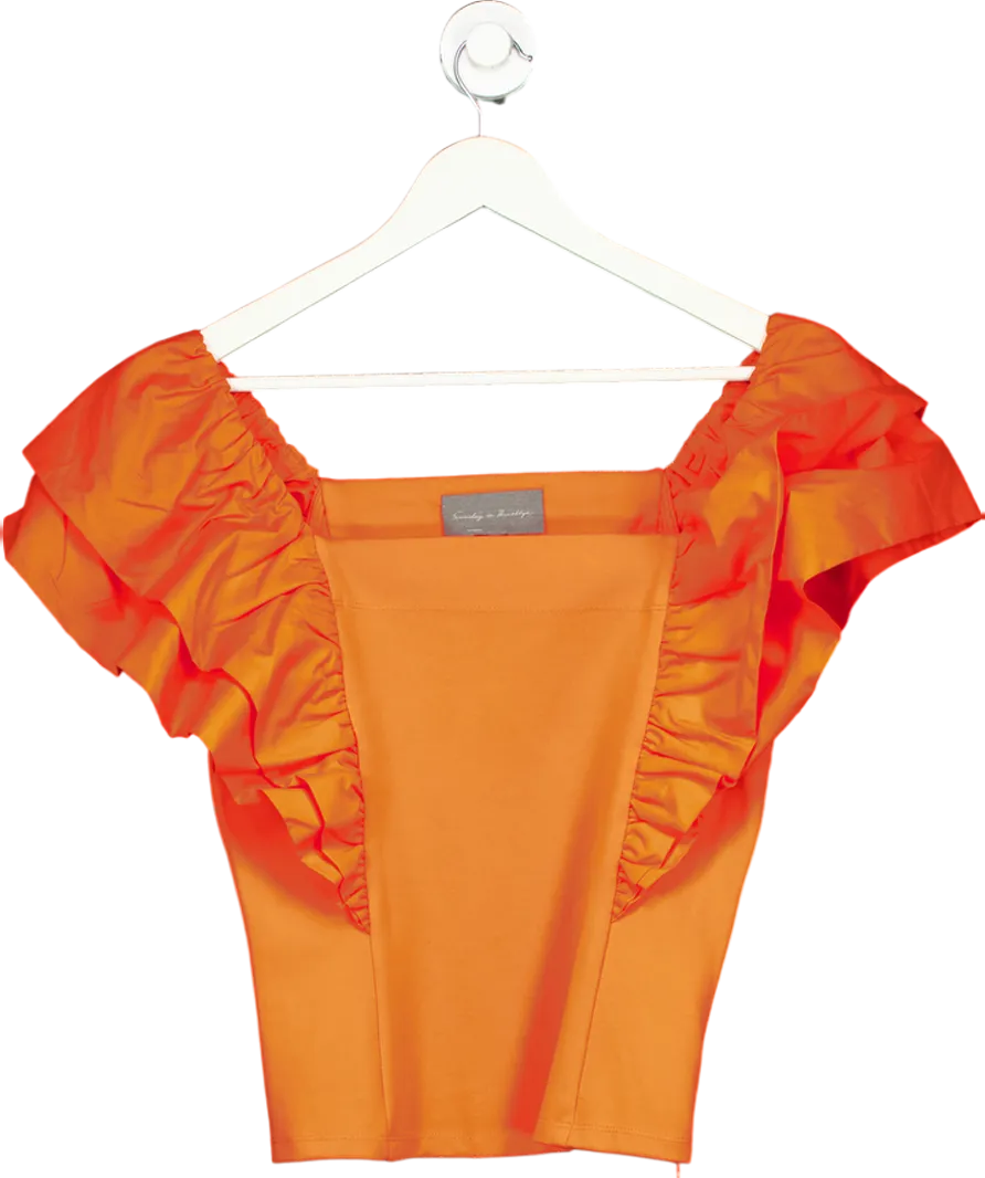 Sunday in Brooklyn Orange Sunday In Brooklyn Ruffle Sleeve Top UK S