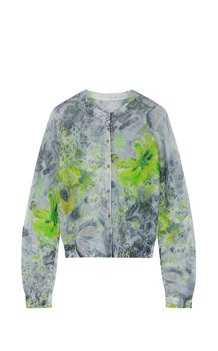 Sweater / JNBY Watercolor Floral Cropped Cardigan