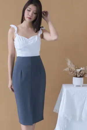 TDC Viorie Ruffle Strap Top In White