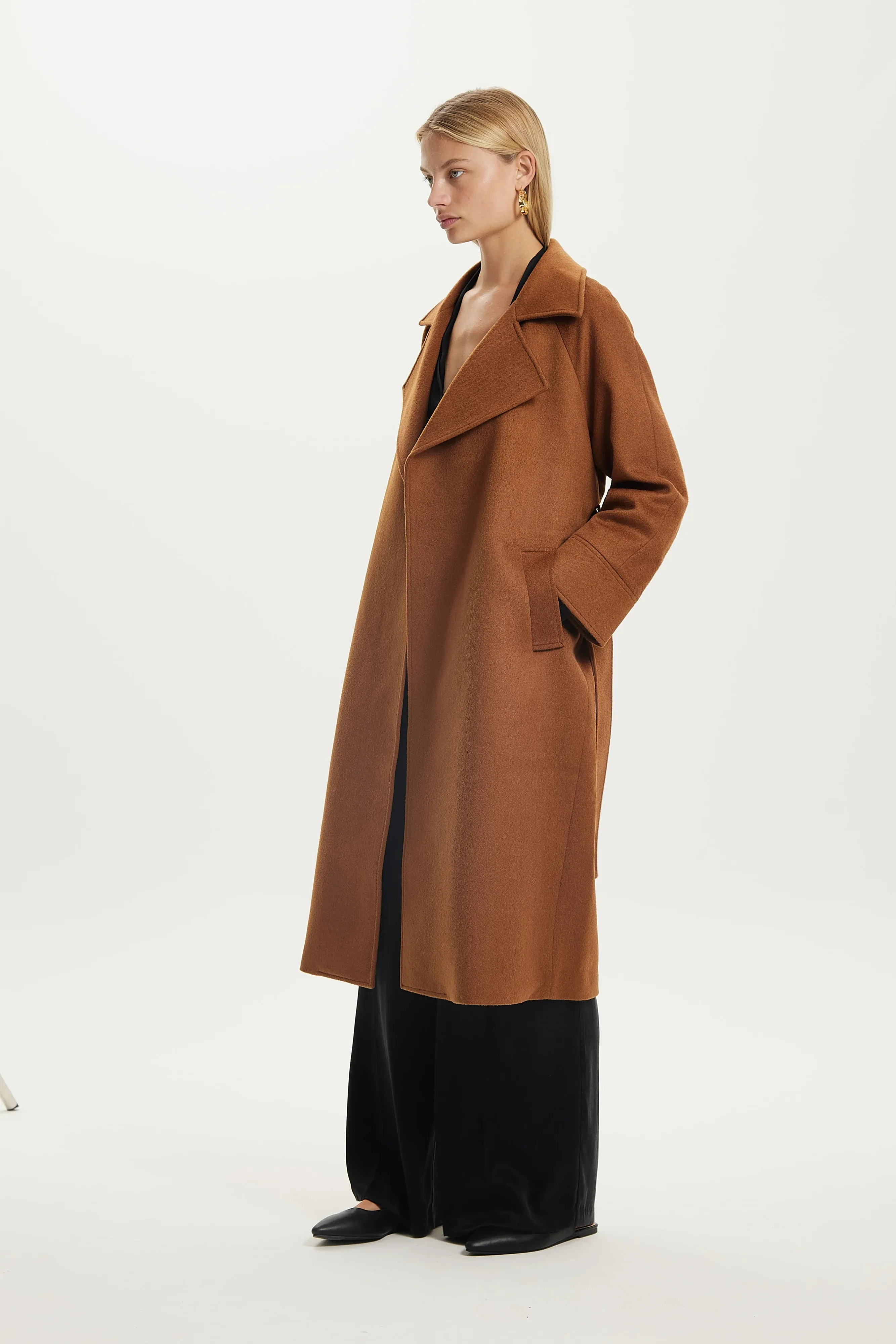 THIRD FORM II UNCOVER Woolen Trench Coat - chestnut