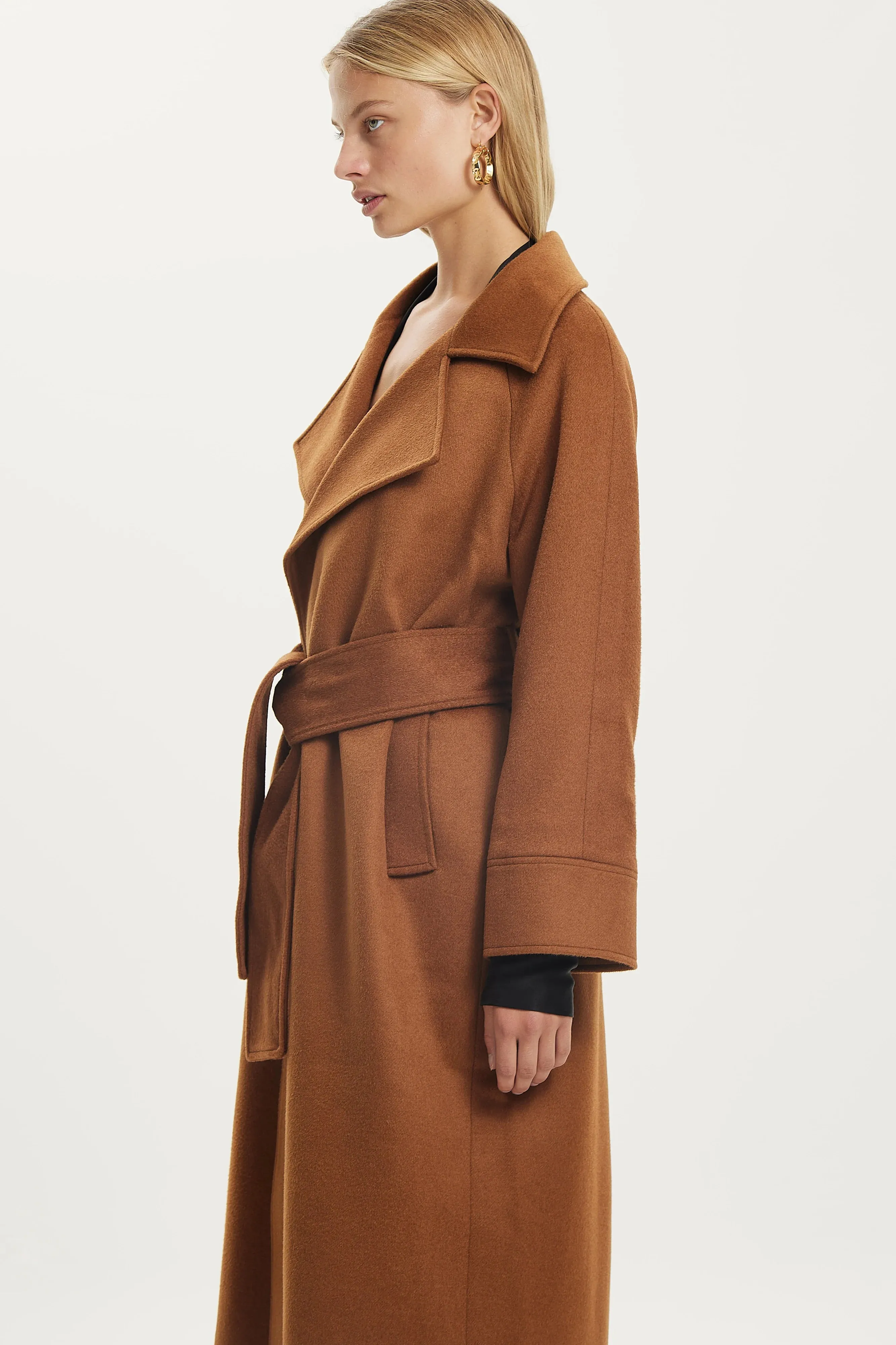 THIRD FORM II UNCOVER Woolen Trench Coat - chestnut