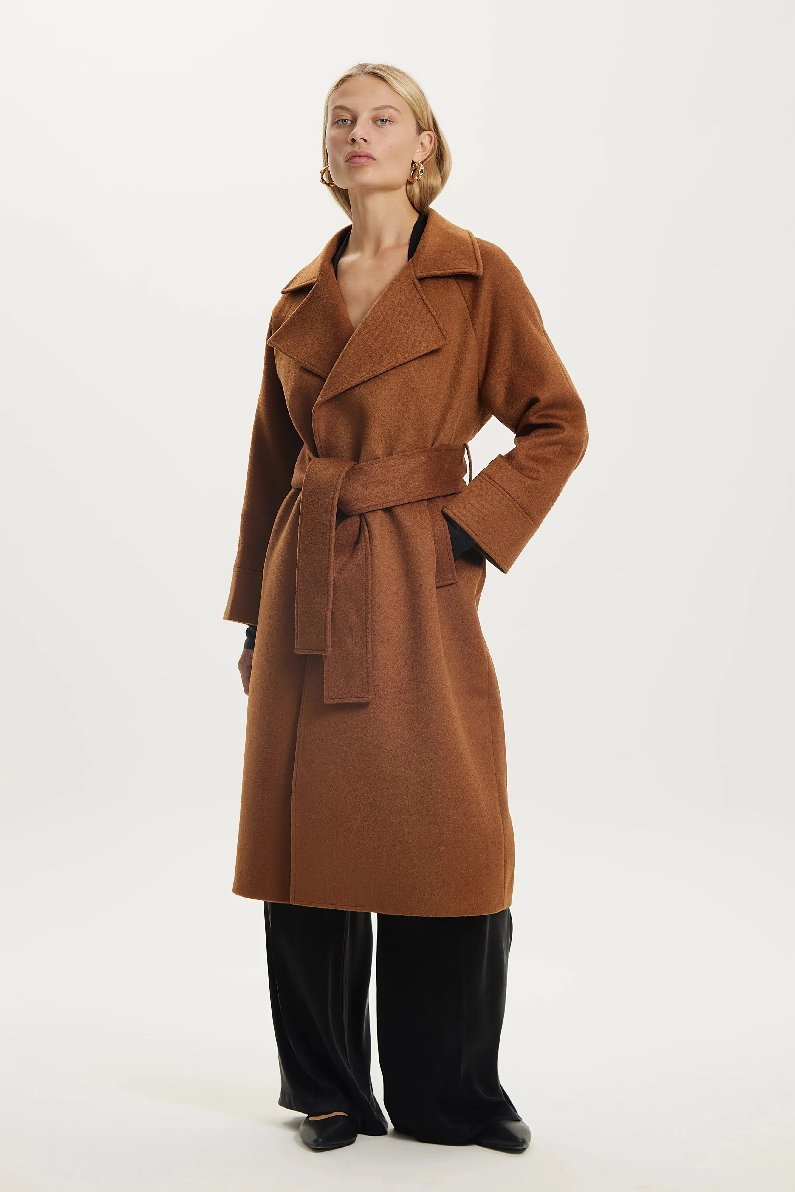 THIRD FORM II UNCOVER Woolen Trench Coat - chestnut
