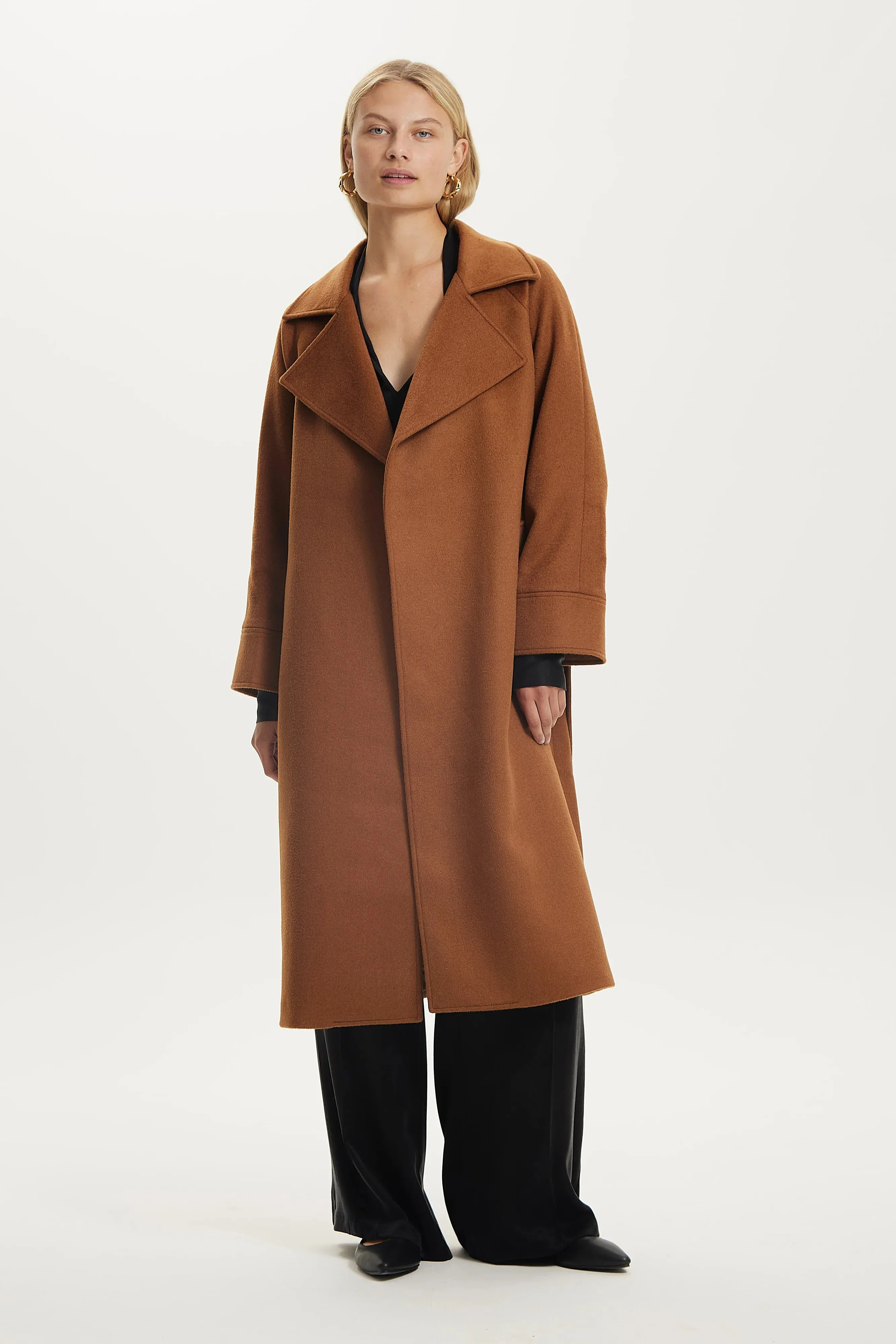 THIRD FORM II UNCOVER Woolen Trench Coat - chestnut