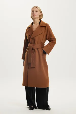 THIRD FORM II UNCOVER Woolen Trench Coat - chestnut